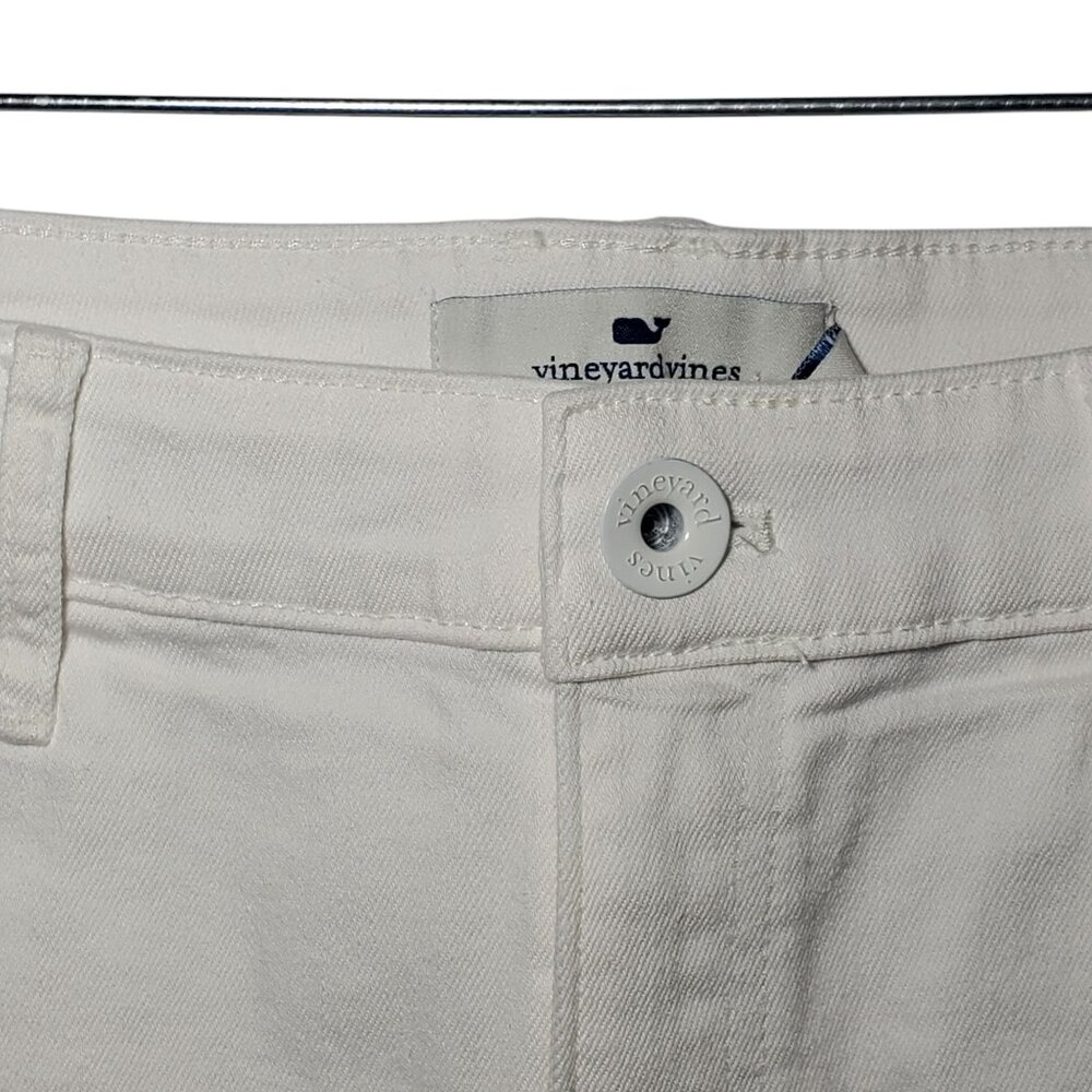 NWT Vineyard Vines Denim Skirt Women's 10 White Solid Raw-Hem Jeans Casual - Picture 3 of 7